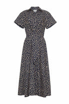 DRESSES/JUMPSUITS Asbury Midi Dress in Navy Polka Dot Cara Cara