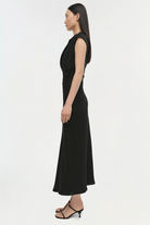 DRESSES/JUMPSUITS Burke Draped Midi Dress in Black Simkhai