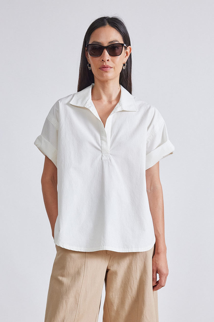 BLOUSES/SHIRTS/TOPS EASY POP-OVER HENLEY TOP Apiece Apart