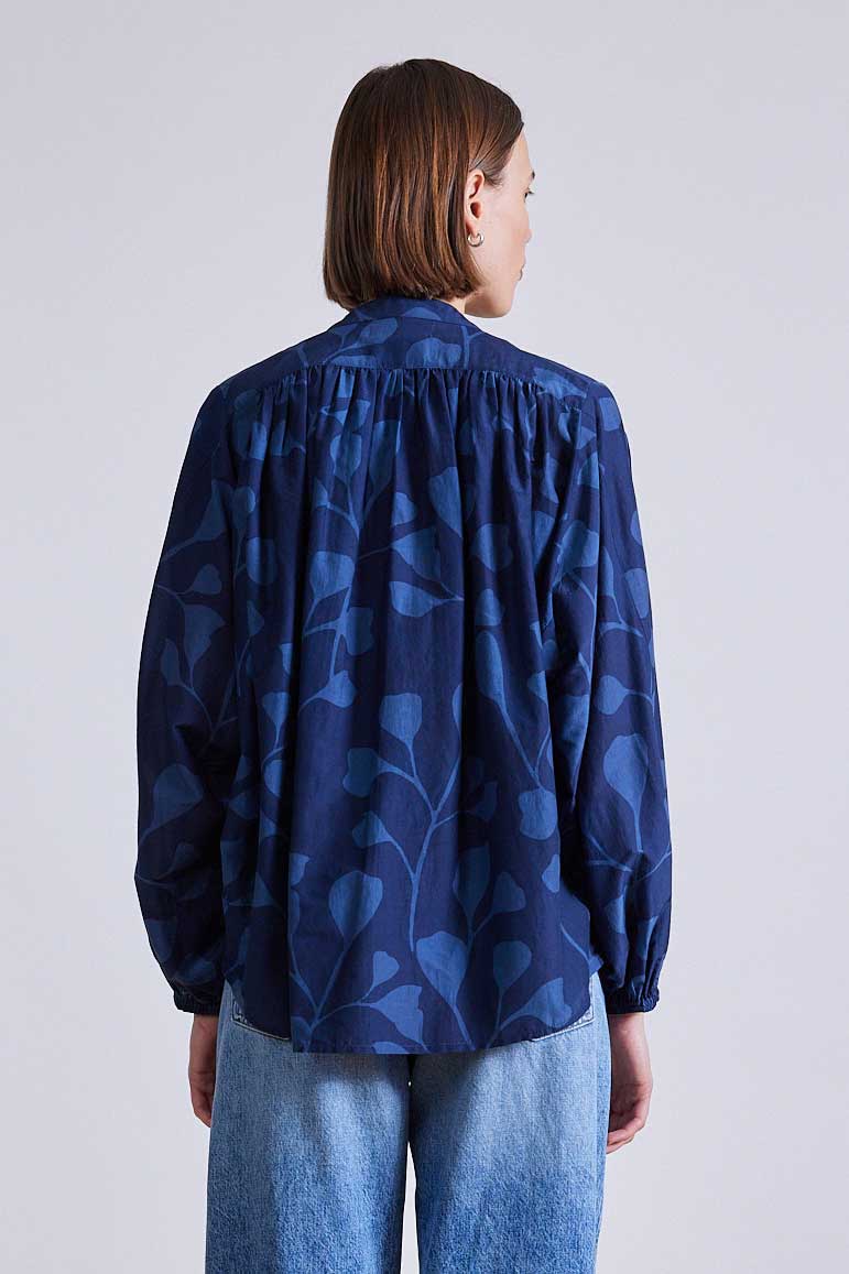 BLOUSES/SHIRTS/TOPS Oro Top in Indigo Trellis Apiece Apart