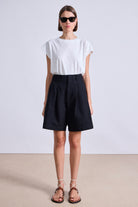 PANTS/SHORTS Bari Midi Short in Black Apiece Apart