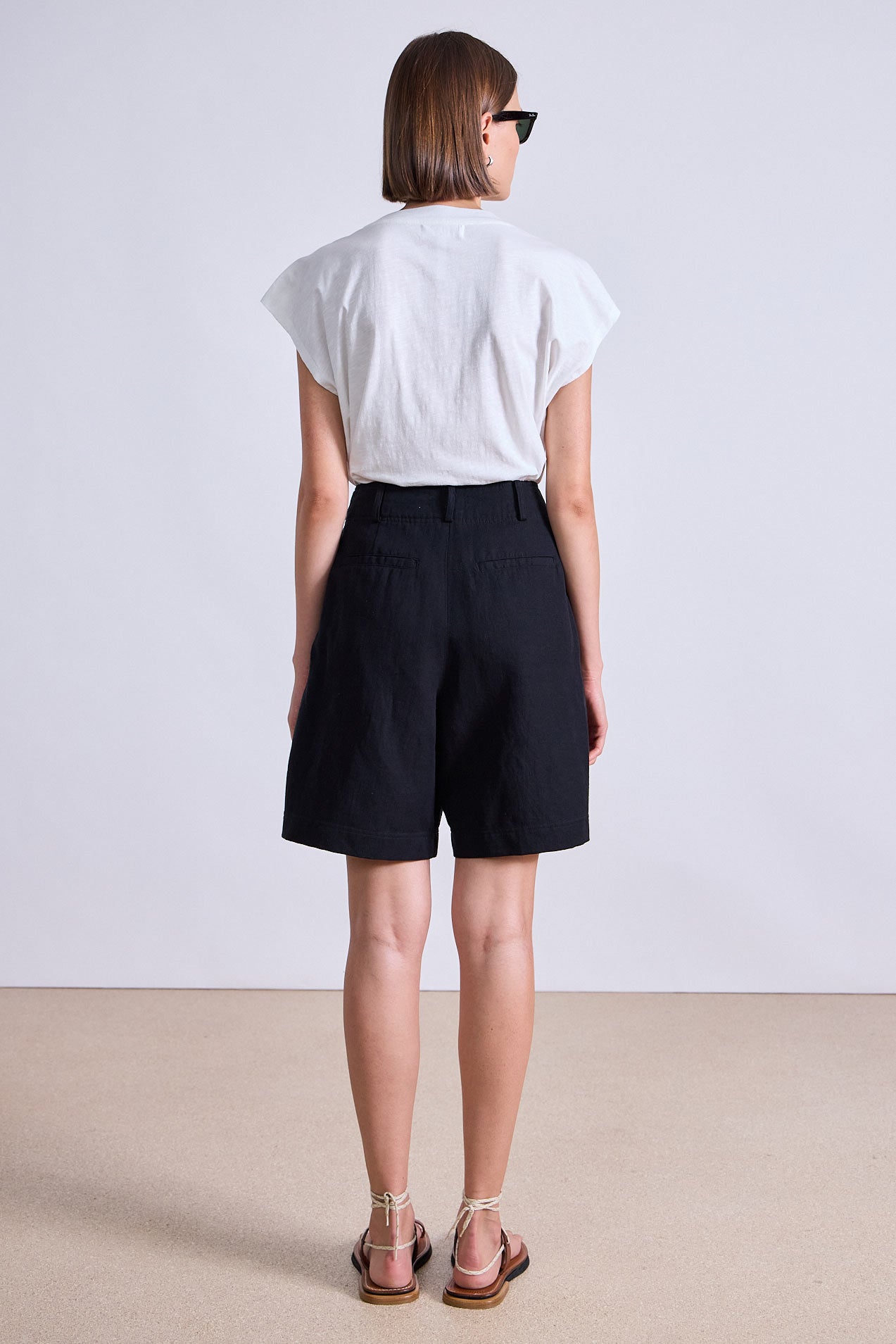 PANTS/SHORTS Bari Midi Short in Black Apiece Apart