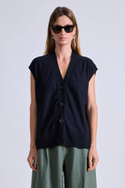 BLOUSES/SHIRTS/TOPS Bardi Drippy Vest in Black Apiece Apart