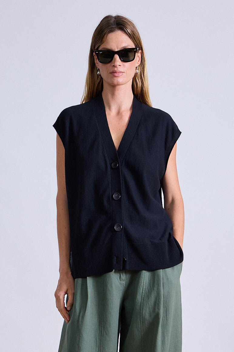 BLOUSES/SHIRTS/TOPS Bardi Drippy Vest in Black Apiece Apart