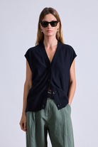 BLOUSES/SHIRTS/TOPS Bardi Drippy Vest in Black Apiece Apart