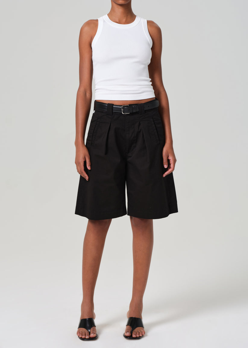 PANTS/SHORTS Cara Pleated Short in Black Citizens of Humanity