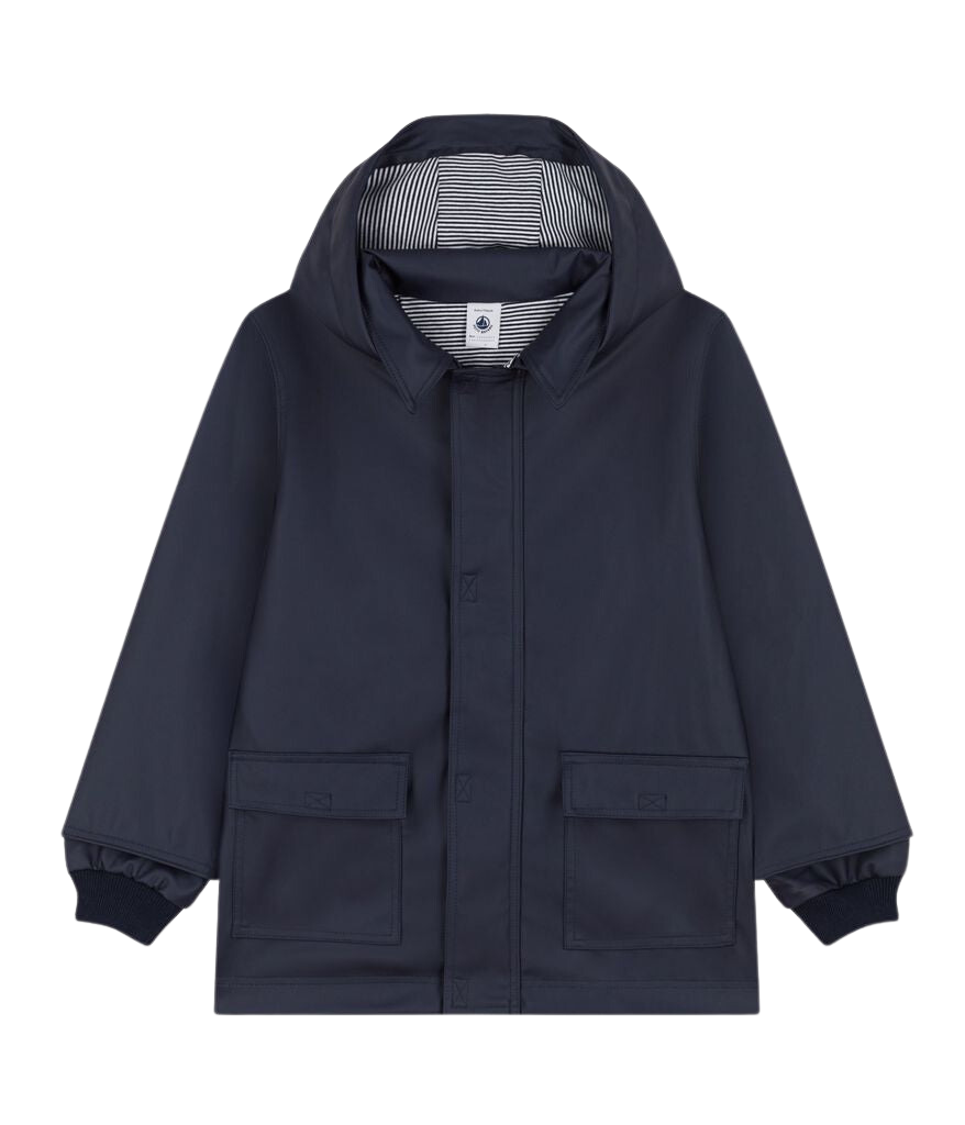 CHILDREN'S APPAREL Kids Hooded Rain Jacket in Navy Petit Bateau