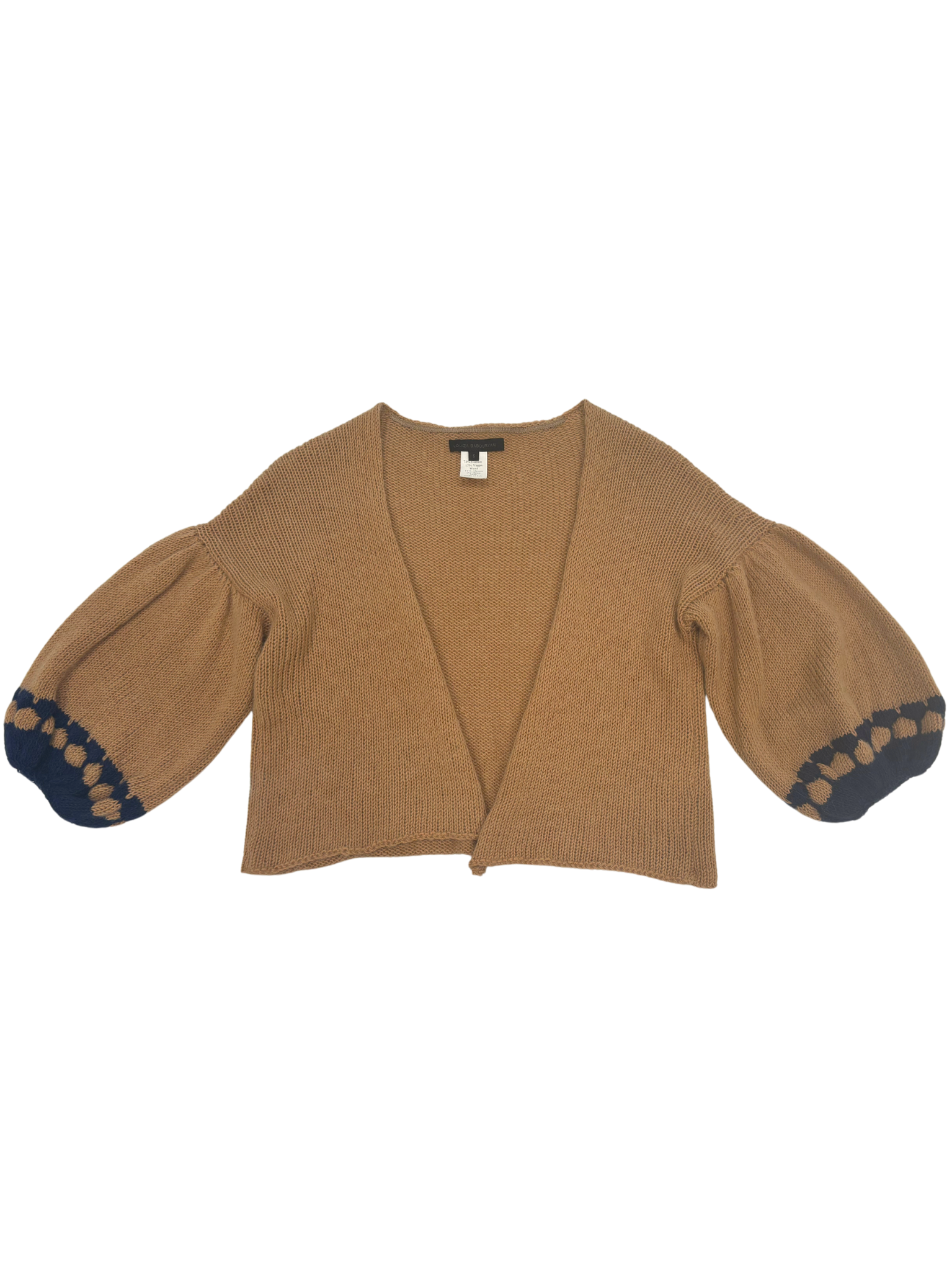 SWEATERS TS- LB-K820 CAMEL/BLUE COTTON BLEND CARDIGAN Louiza Babouryan