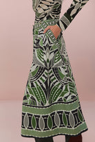 SKIRTS Lace Nature Maxi Flared Skirt in Black and Green Farm Rio