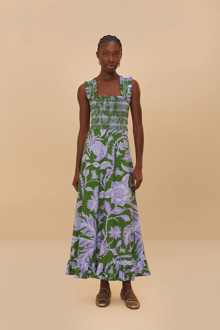 DRESSES/JUMPSUITS Swing Green Sleeveless Midi Dress in Tropical Green Farm Rio