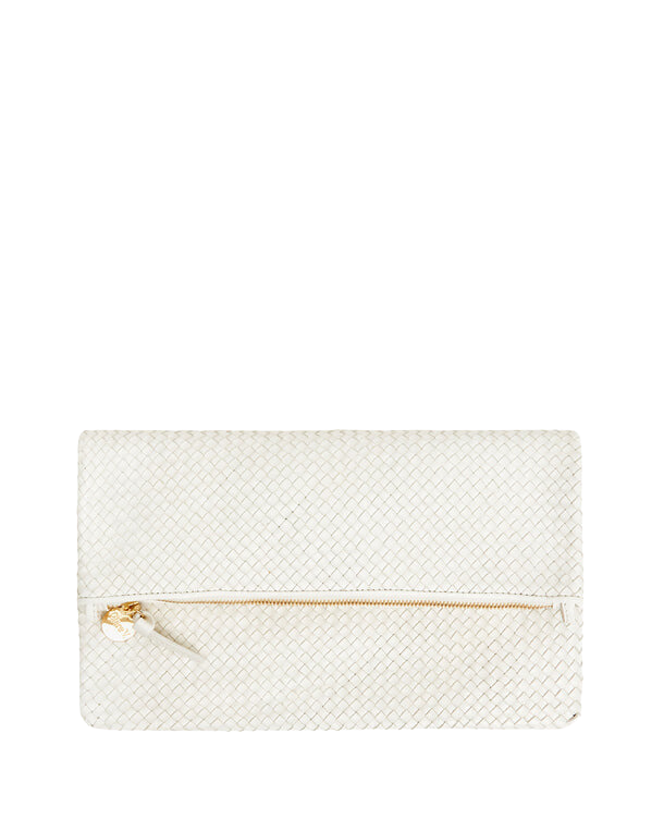 HANDBAGS Foldover Woven Clutch in Brie Clare V.