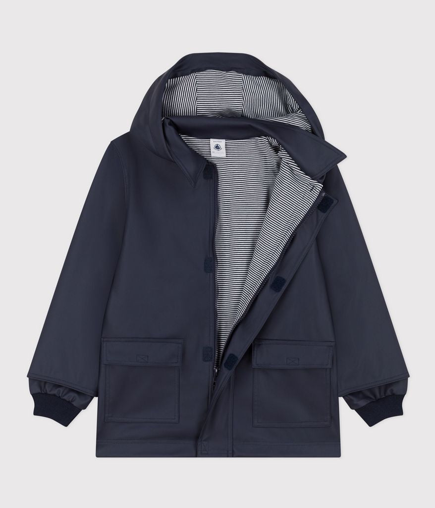 CHILDREN'S APPAREL Kids Hooded Rain Jacket in Navy Petit Bateau