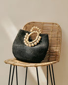 HANDBAGS Cuebe Beaded Handbag in Black Aranaz