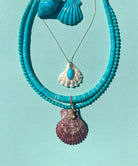 JEWELRY Turquoise Beaded Necklace with Shell and Pink Sapphire Yenden