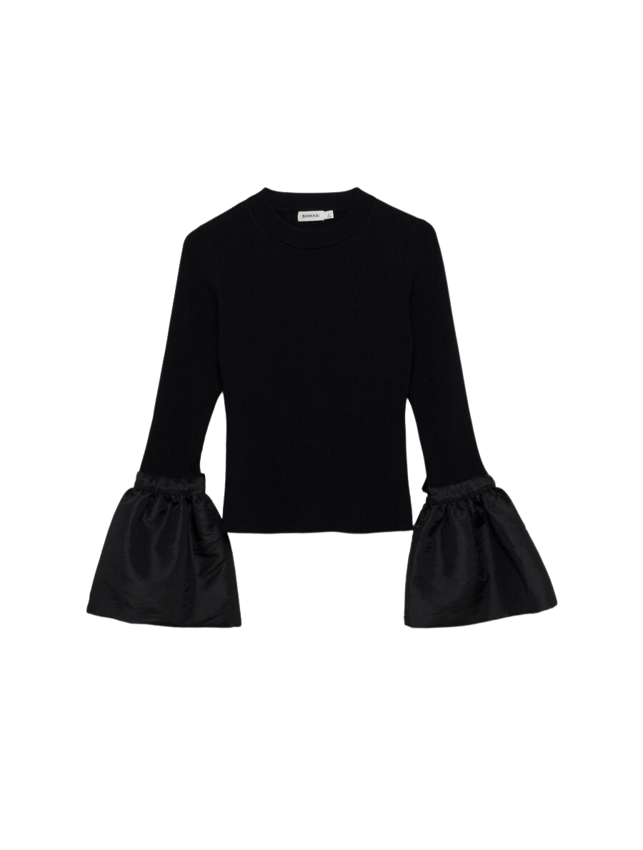 Tops Simkhai Agata Bell Sleeve Top in Black Simkhai