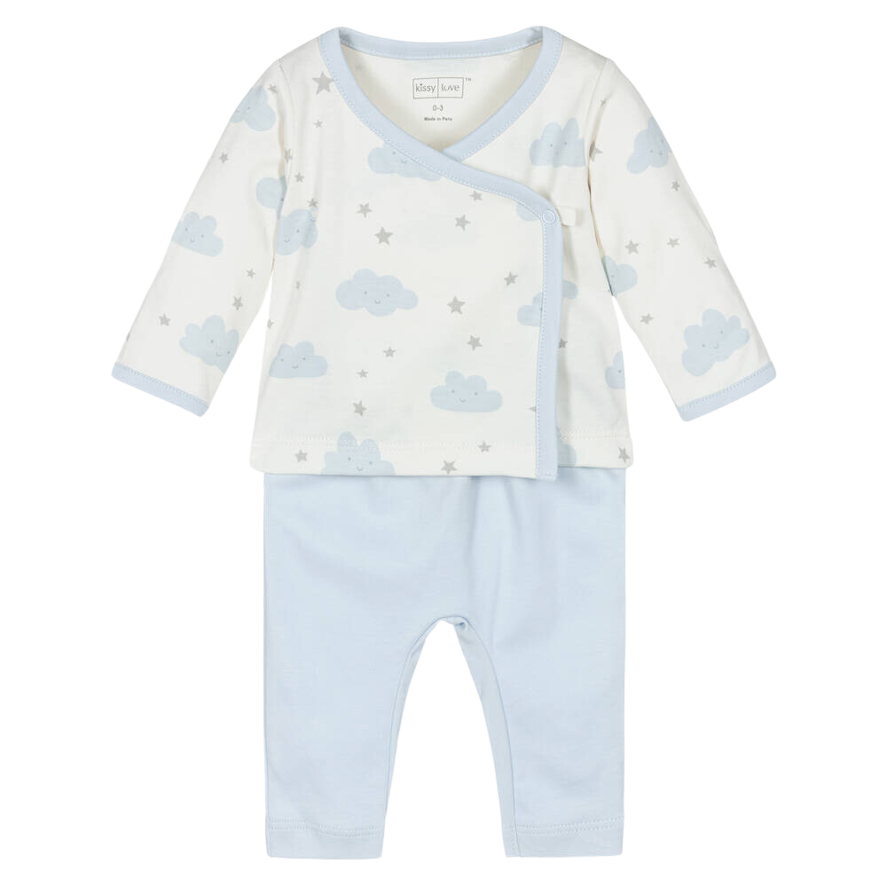 CHILDREN'S APPAREL Baby Clouds Pant Set in Blue Kissy Kissy