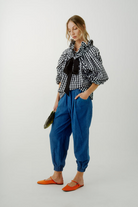 BLOUSES/SHIRTS/TOPS Beautiful Mess Top in Black Gingham Checker Aquarius Cocktail