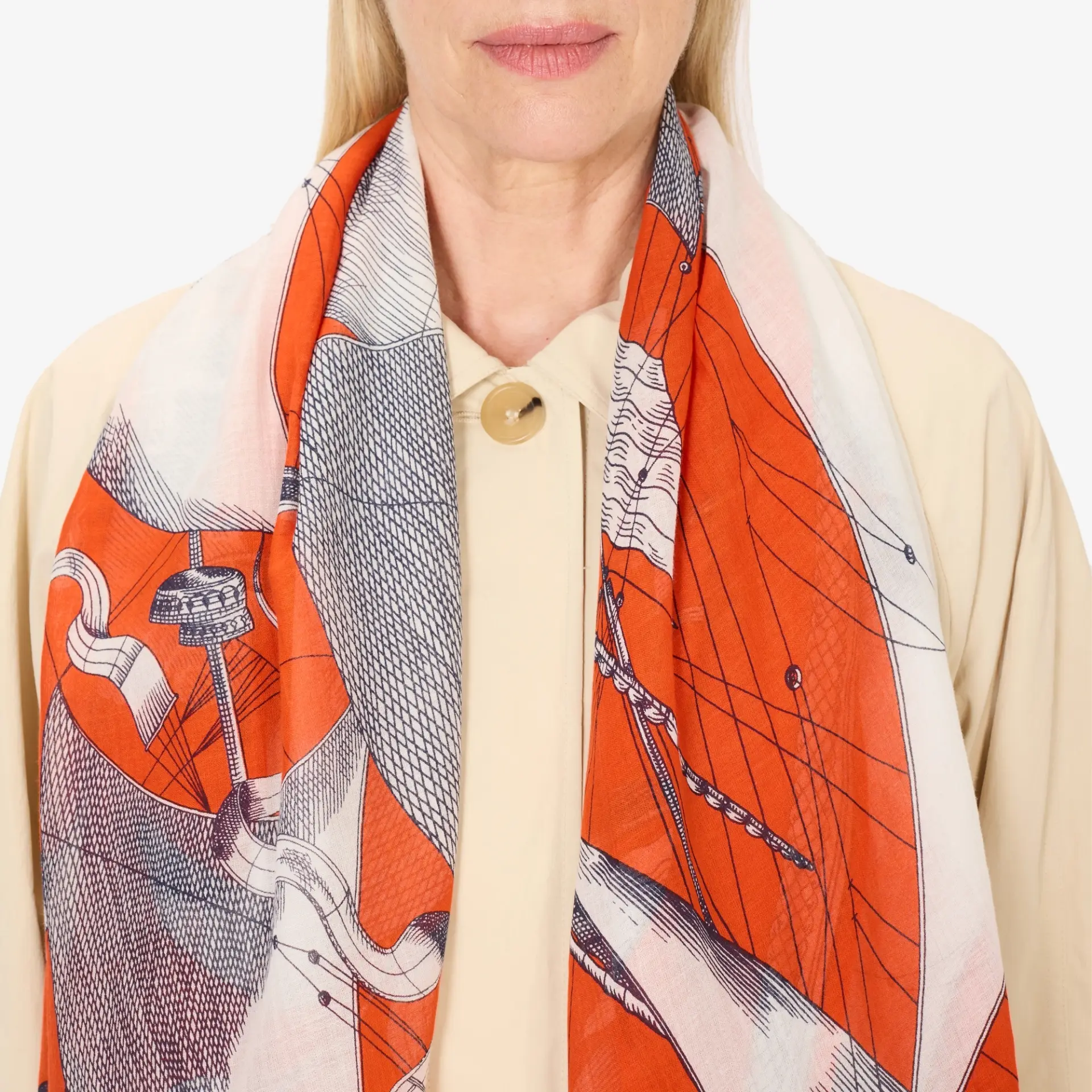 ACCESSORIES SAIL BOAT SCARF IN ORANGE Inoui Editions