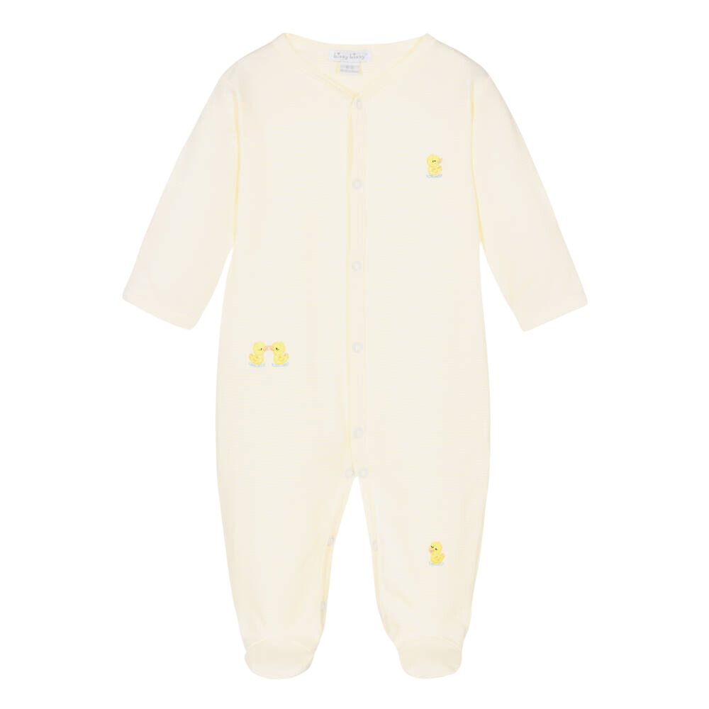 CHILDREN'S APPAREL Dotty Duck Onesie in Yellow Stripe Kissy Kissy