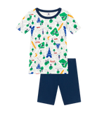 CHILDREN'S APPAREL Short Sleeve Paris Print Pajama Set in Navy Petit Bateau