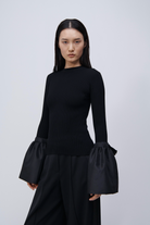 Tops Simkhai Agata Bell Sleeve Top in Black Simkhai