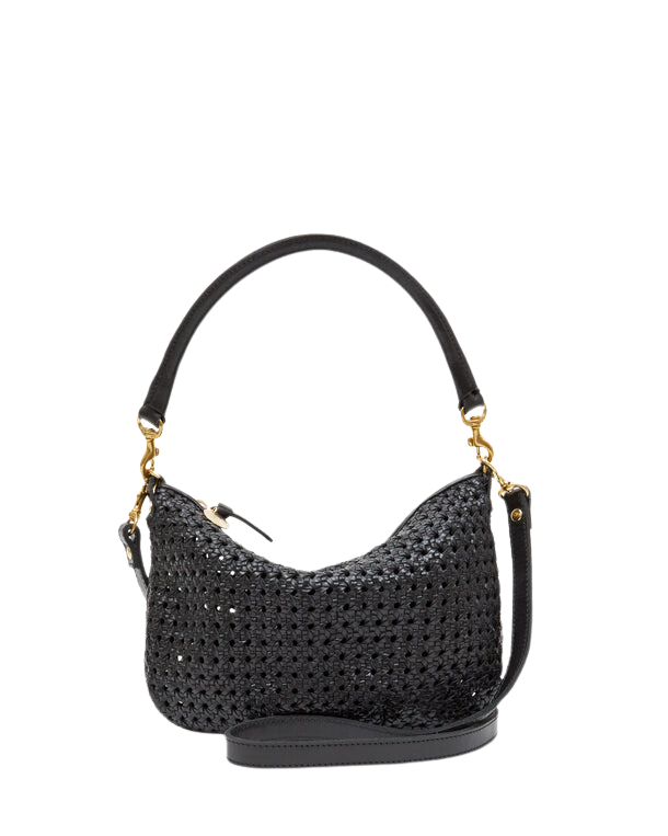 HANDBAGS PETIT MOYEN MESSENGER IN BLACK RATTAN Clare V.