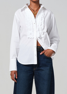 BLOUSES/SHIRTS/TOPS Ruffle Tuxedo Shirt in White Citizens of Humanity