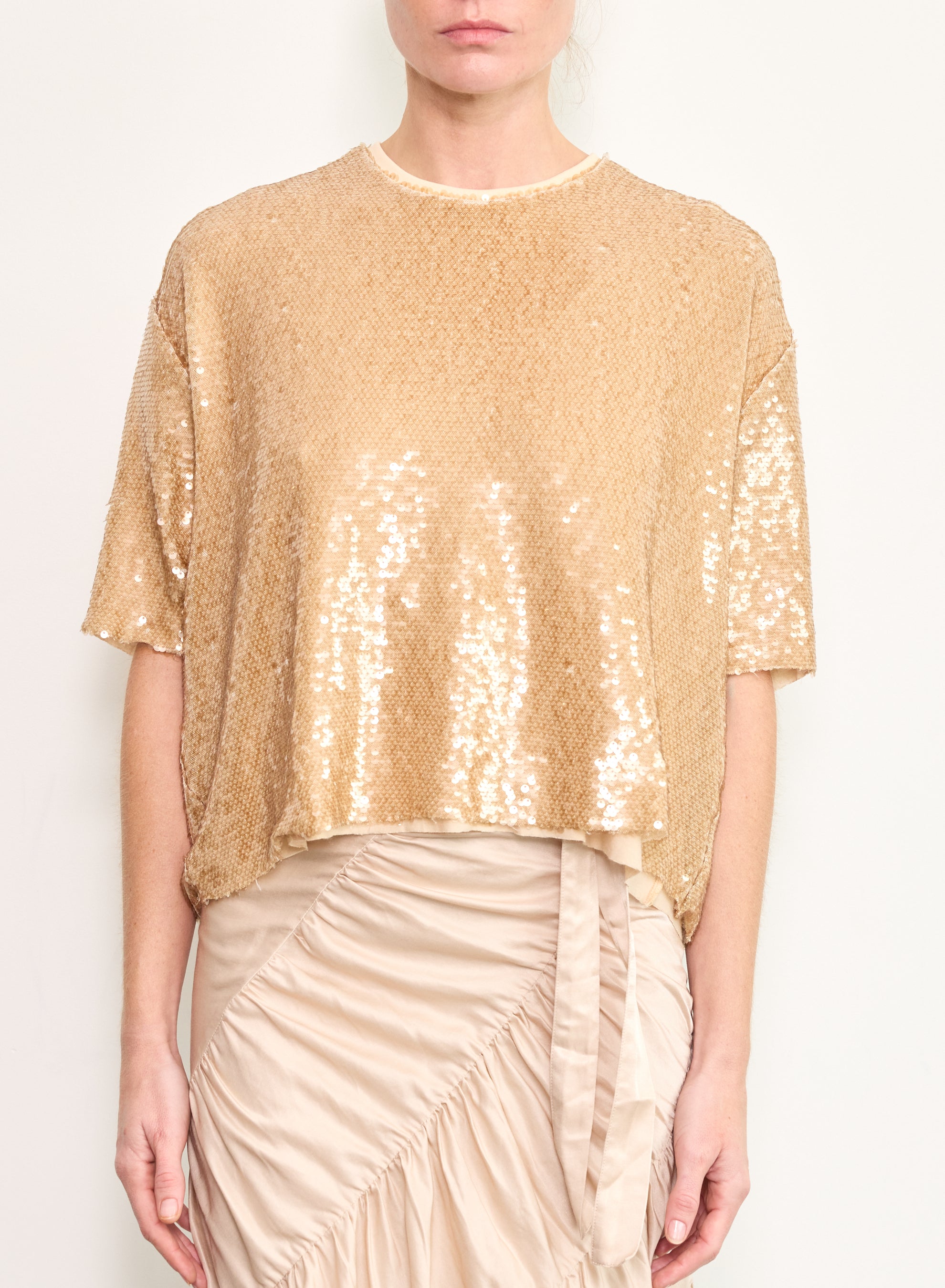 BLOUSES/SHIRTS/TOPS SHIMMER SEQUIN BOY SHIRT IN GOLDY Brazeau Tricot