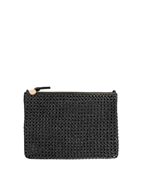 HANDBAGS TS-FLAT CLUTCH W/TABS IN BLACK RATTAN Clare V.