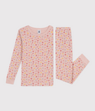 CHILDREN'S APPAREL Long Sleeve Floral Pajama Set in Pink Petit Bateau