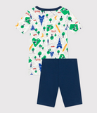 CHILDREN'S APPAREL Short Sleeve Paris Print Pajama Set in Navy Petit Bateau