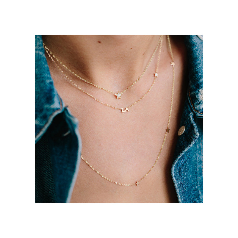 JEWELRY Itty Bitty Diamond Star Necklace in Yellow Gold Zoe Chicco