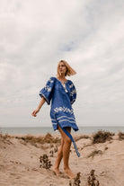 DRESSES/JUMPSUITS Byblos Puff Sleeve Tunic in Serena Blue Benaras by Citrus