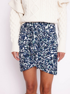 SKIRTS Berenice Fronce Cote Imprime Skirt in Blue BERENICE