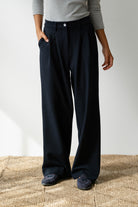 PANTS/SHORTS Flannel Pleated Pant In Navy Donni