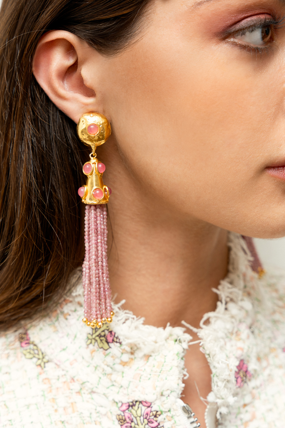 Earrings Sylvia Toledano Gio Earring in Pink Jade Sylvia Toledano