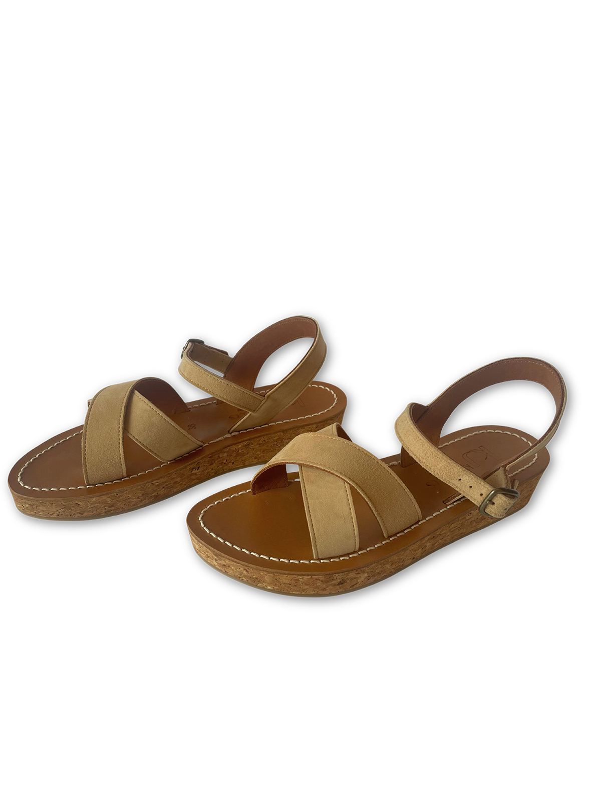 Shoes K. Jacques Platform Cross Sandal in Sand K. Jacques