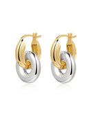 FASHION JEWELRY TWO-TONED INTERLOCK HOOPS Luv Aj