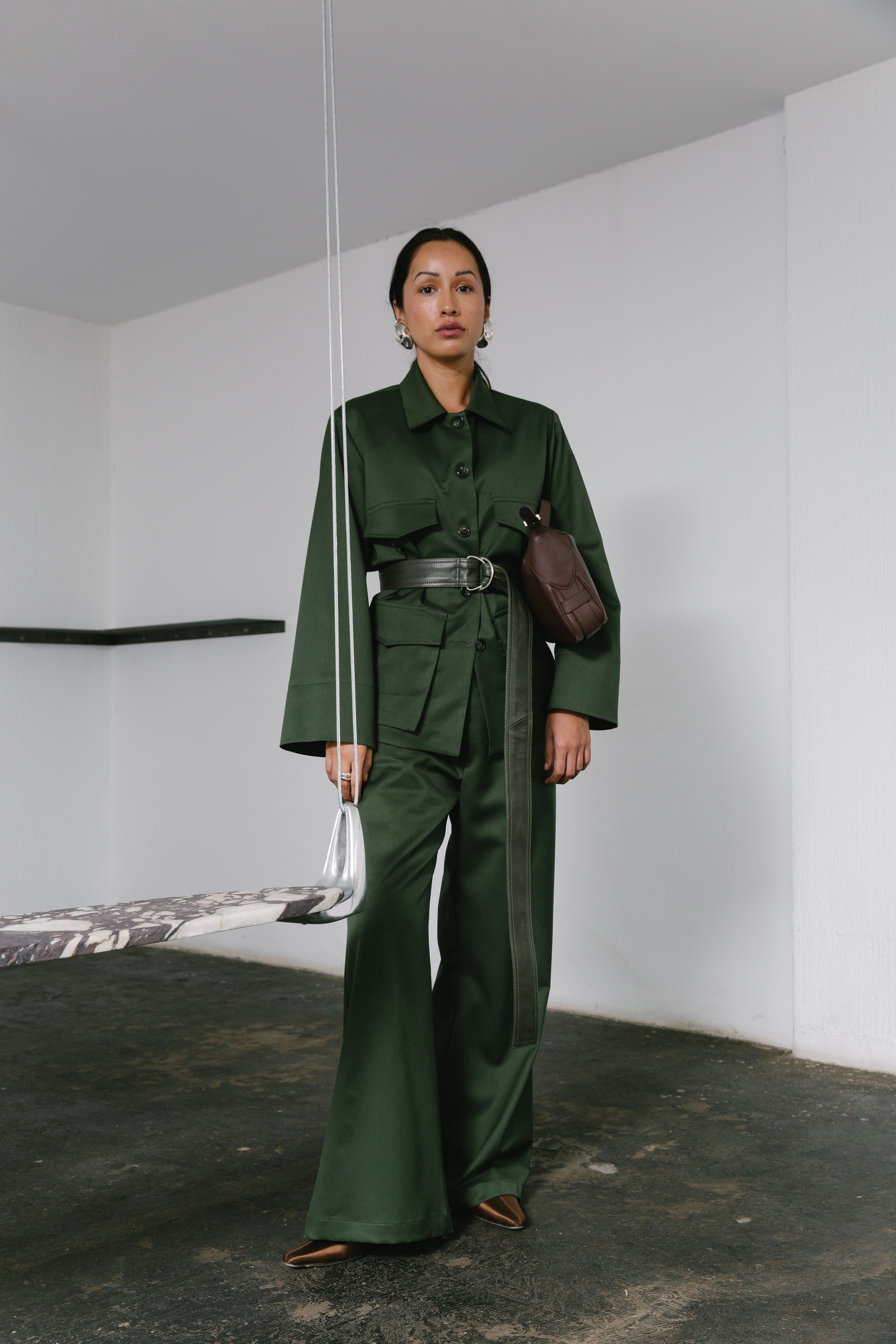 PANTS/SHORTS DRAWSTRING TROUSER IN GREEN Sloan