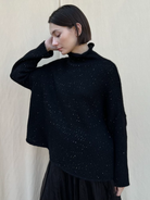 Sweaters Louiza Babouryan Mock Neck Sequin Sweater in Black Louiza Babouryan