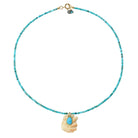 JEWELRY Turquoise Necklace with Shell and Turquoise Charm Yenden