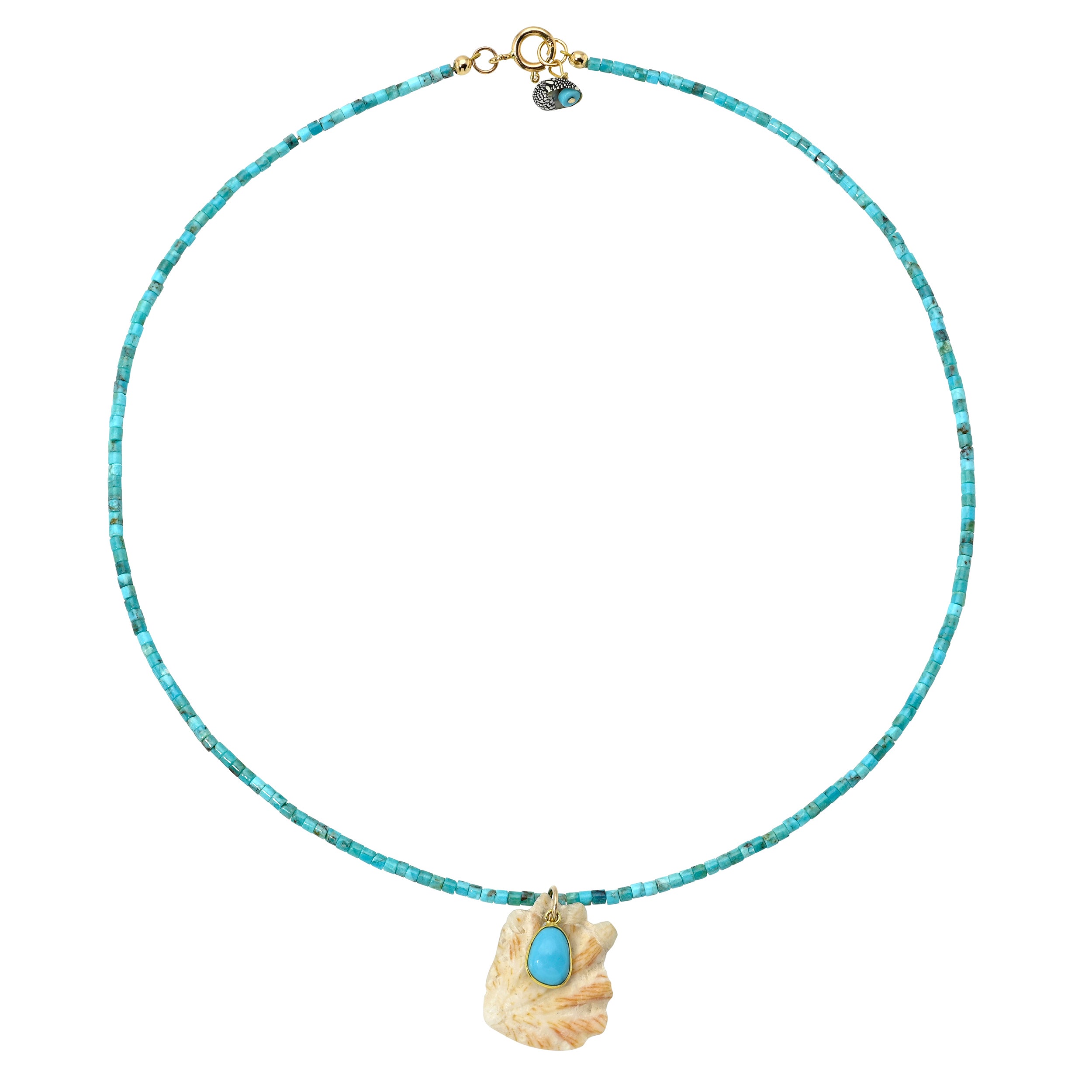 JEWELRY Turquoise Necklace with Shell and Turquoise Charm Yenden