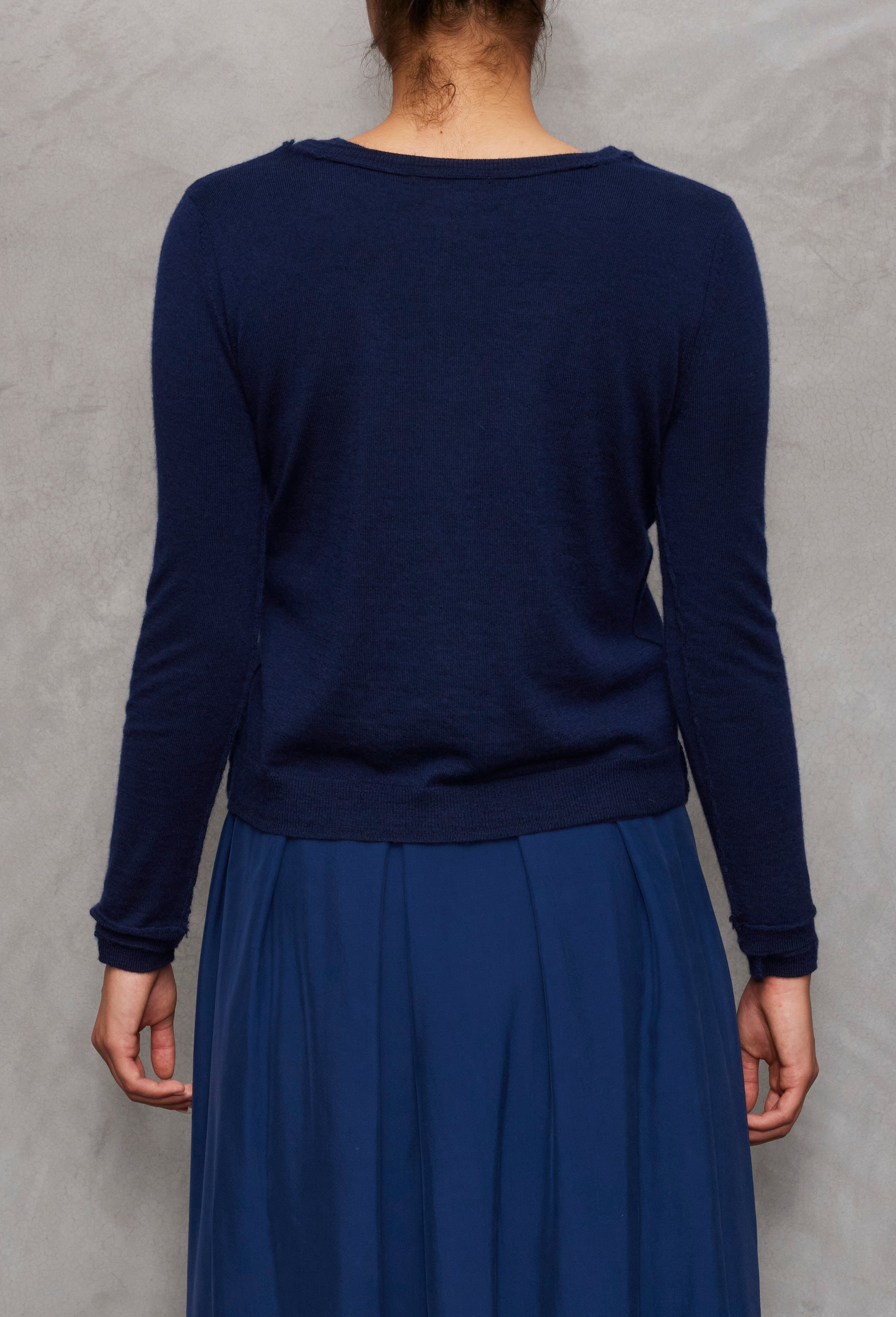 SWEATERS Jackie Tissue Cashmere Cardi in Indigo Brazeau Tricot