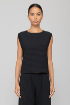 Tops Leset Arielle Sleeveless Crew in Black Pinstripe Leset