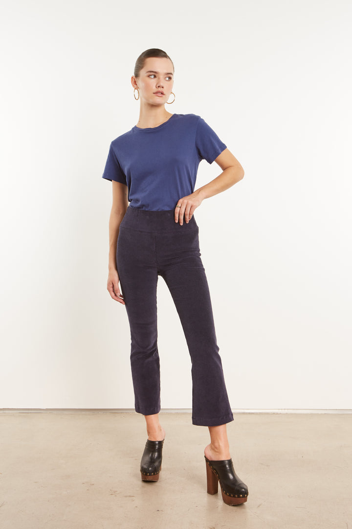 Pants SPRWMN Crop Flare Corduroy Leggings in Navy Sprwmn