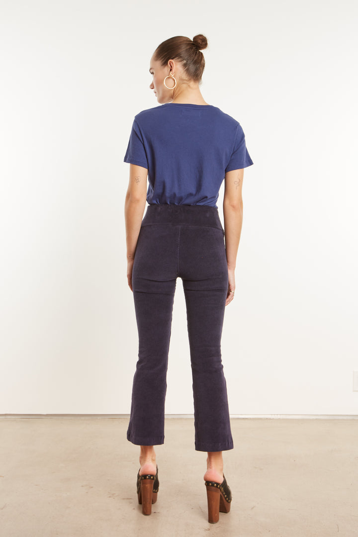 Pants SPRWMN Crop Flare Corduroy Leggings in Navy Sprwmn