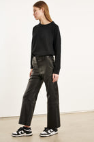 Leather Pants SPRWMN Cropped Baggy Leather Trouser in Black Sprwmn