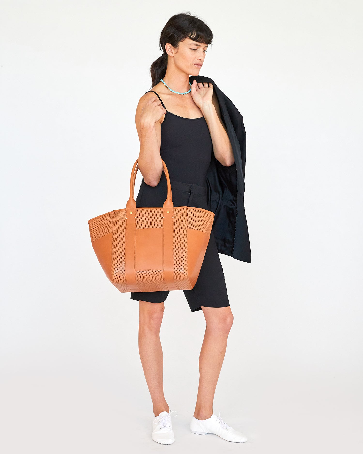 Handbags Clare V. Perforated Le Box Tote in Cuoio Clare V.