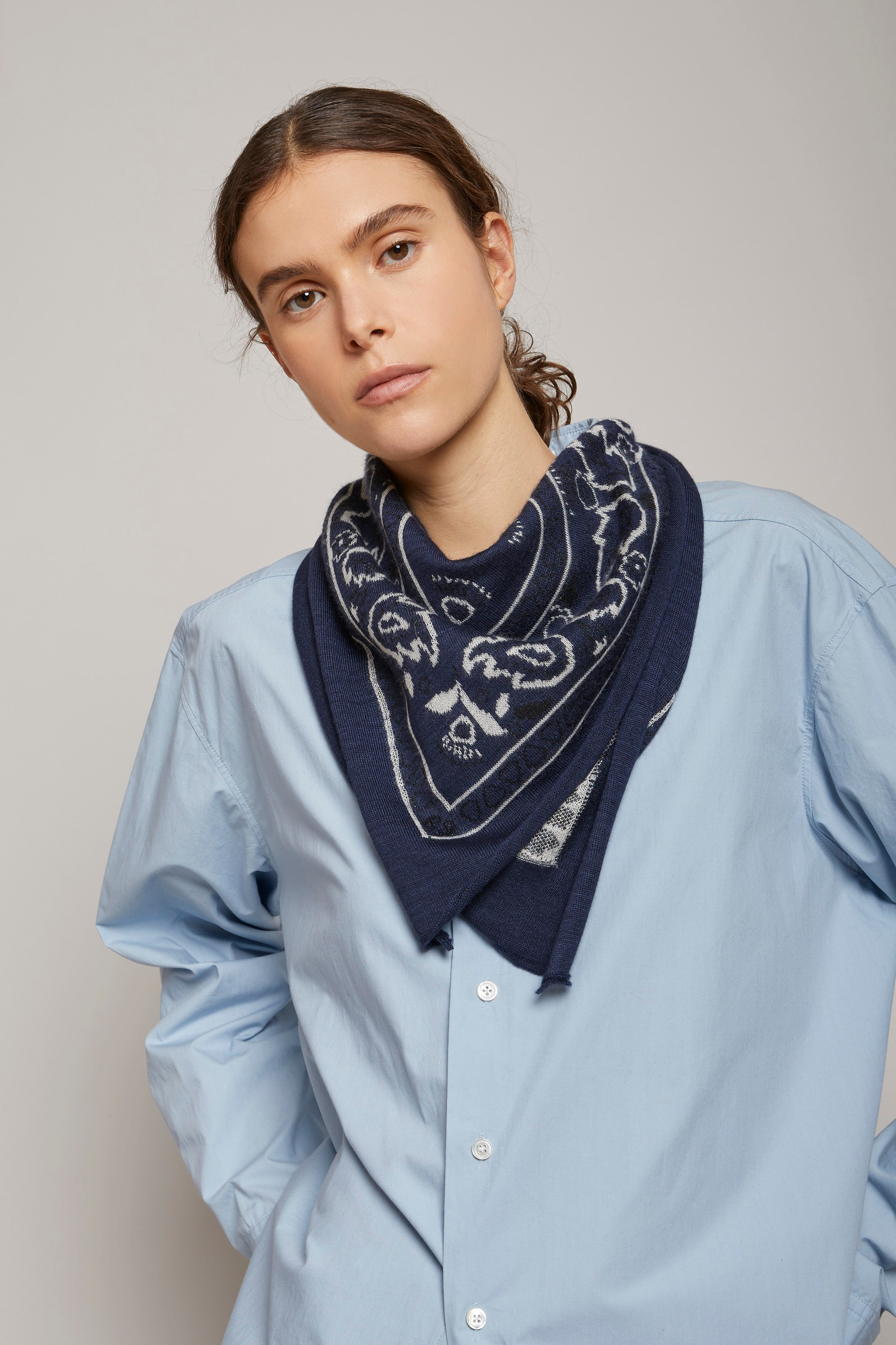  Organic by John Patrick Cashmere Bandana in Navy Serafina