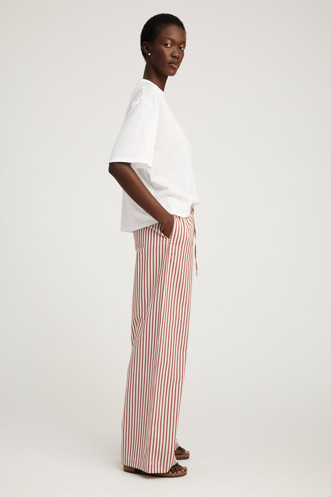 Beige striped pants online